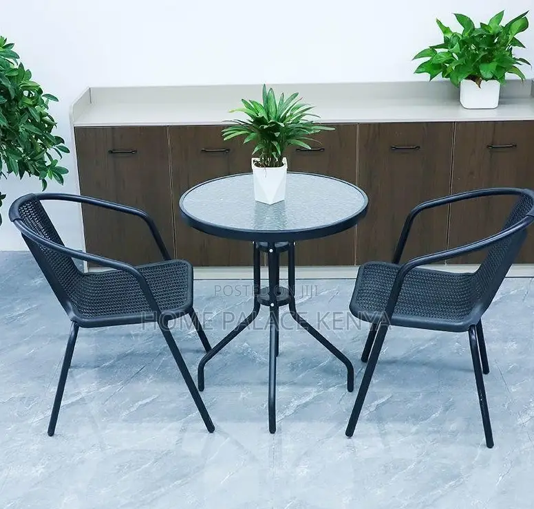 Balcony Set: Rattan Look Plastic Dining Set 2 Chairs and 1 Table