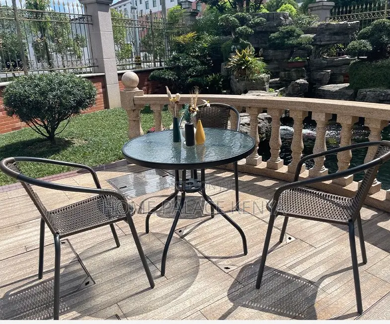 Balcony Set: Rattan Look Plastic Dining Set 2 Chairs and 1 Table