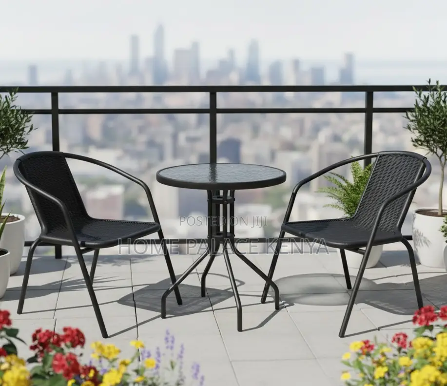 Balcony Set: Rattan Look Plastic Dining Set 2 Chairs and 1 Table