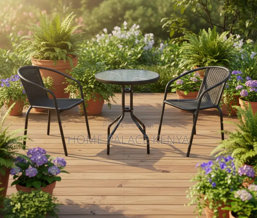 Balcony Set: Rattan Look Plastic Dining Set 2 Chairs and 1 Table