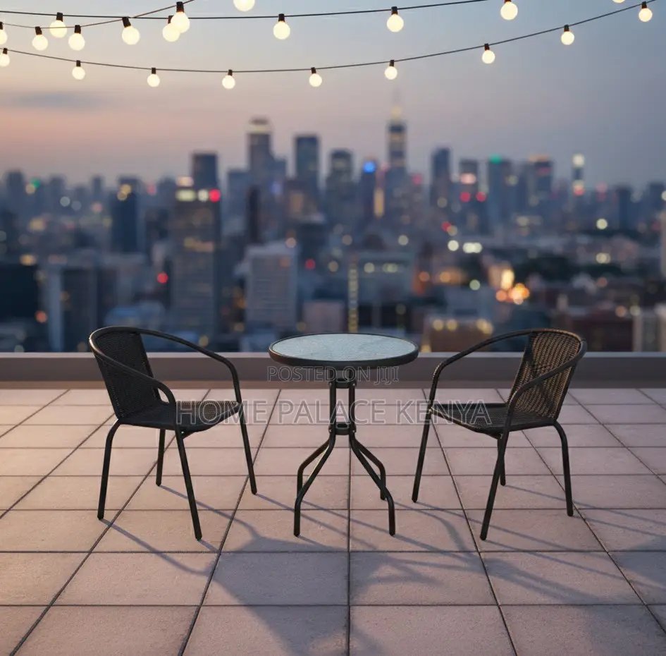 Balcony Set: Rattan Look Plastic Dining Set 2 Chairs and 1 Table