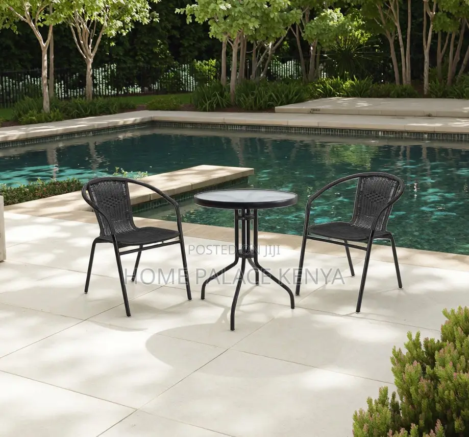 Balcony Set: Rattan Look Plastic Dining Set 2 Chairs and 1 Table