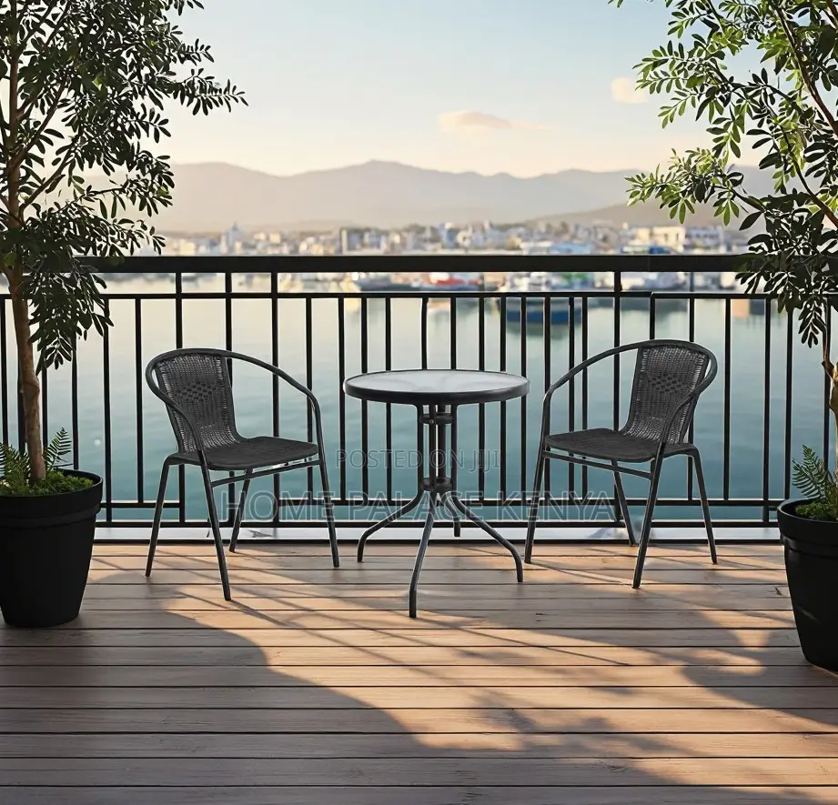 Balcony Set: Rattan Look Plastic Dining Set 2 Chairs and 1 Table
