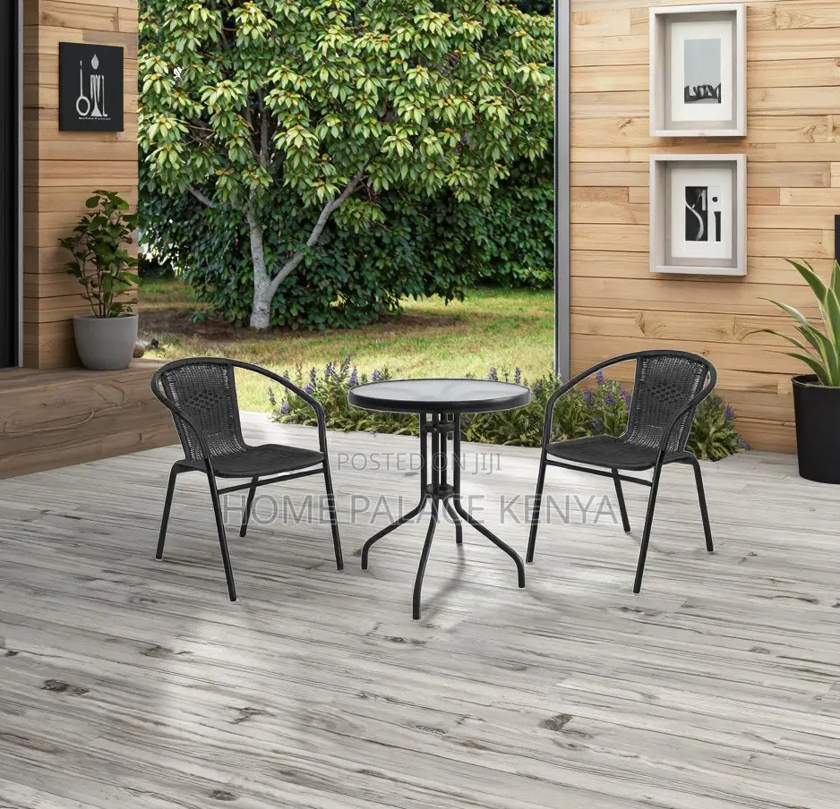Balcony Set: Rattan Look Plastic Dining Set 2 Chairs and 1 Table