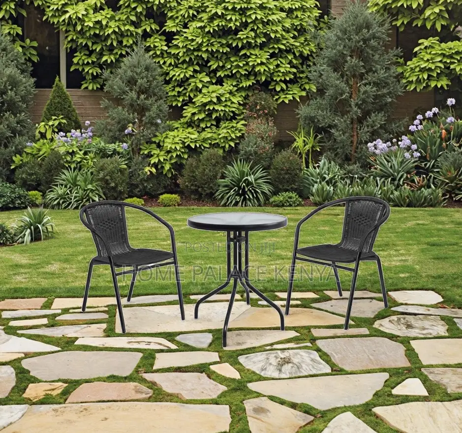 Balcony Set: Rattan Look Plastic Dining Set 2 Chairs and 1 Table