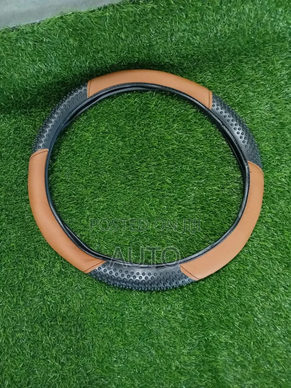 Premium Brown Black Steering Wheel Cover Non-Slip Universal Fit