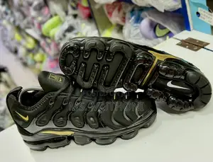 Unisex Black and Gold Nike Air Vapormax Plus Running Shoes