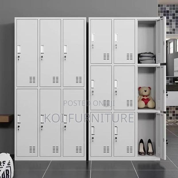 Office Cabienet; Six Lockers Drawer Steel Grey White Office Cabinet