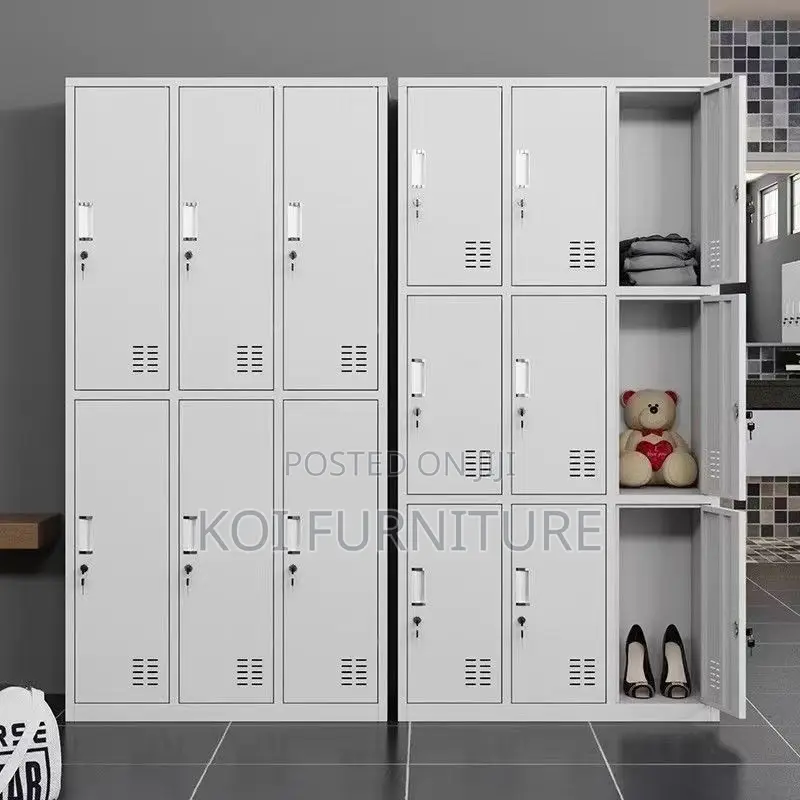 Office Cabienet; Six Lockers Drawer Steel Grey White Office Cabinet