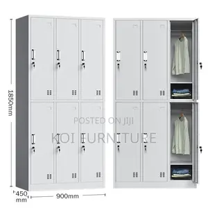 Office Cabienet; Six Lockers Drawer Steel Grey White Office Cabinet