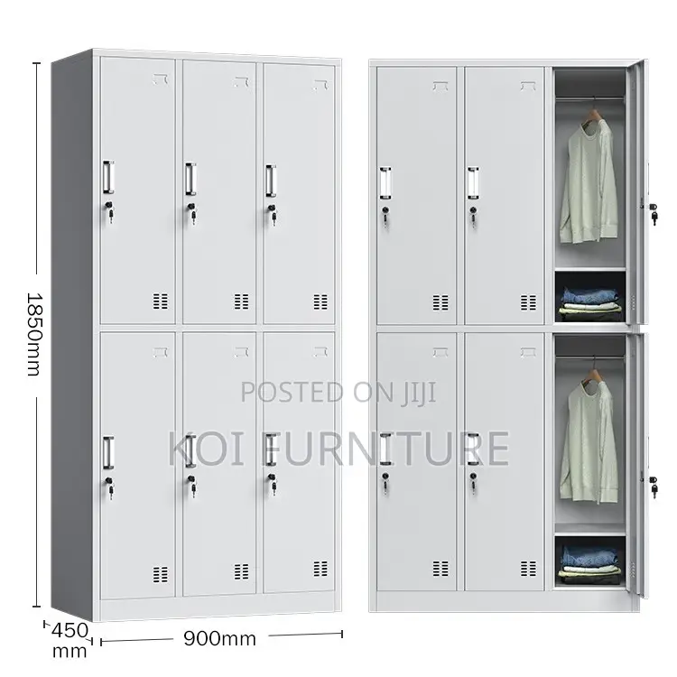 Office Cabienet; Six Lockers Drawer Steel Grey White Office Cabinet