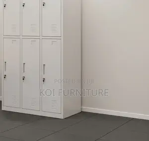 Office Cabienet; Six Lockers Drawer Steel Grey White Office Cabinet