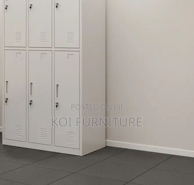 Office Cabienet; Six Lockers Drawer Steel Grey White Office Cabinet
