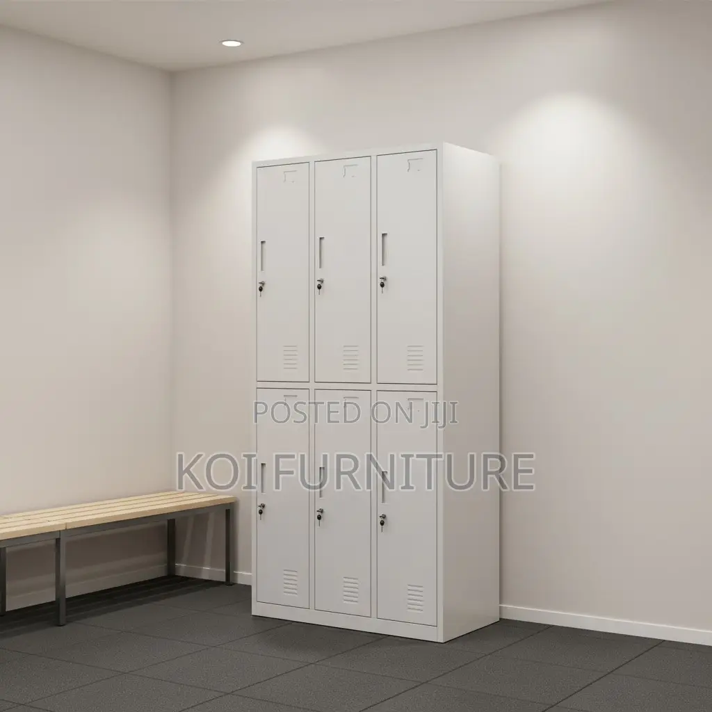 Office Cabienet; Six Lockers Drawer Steel Grey White Office Cabinet