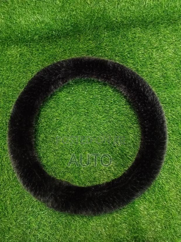Fluffy Black Steering Wheel Cover Luxury Soft Fur Universal Fit