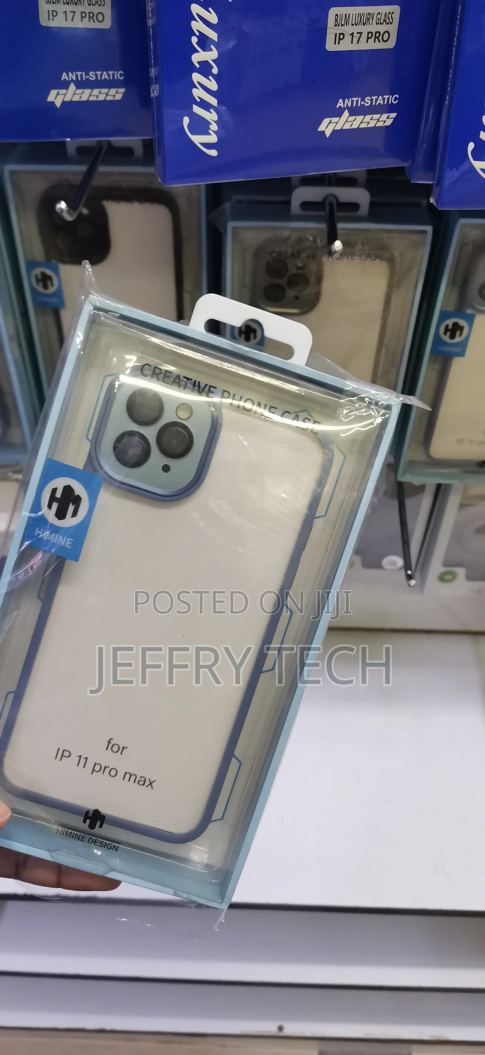 iPhone 11pro Max Clear Shockproof Phone Case With a Blue Frame