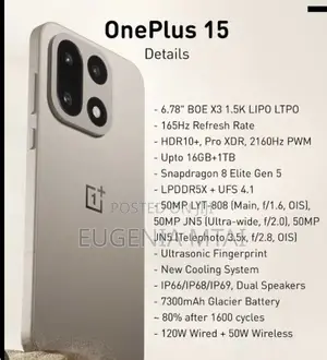 New OnePlus 15 1 TB Blue