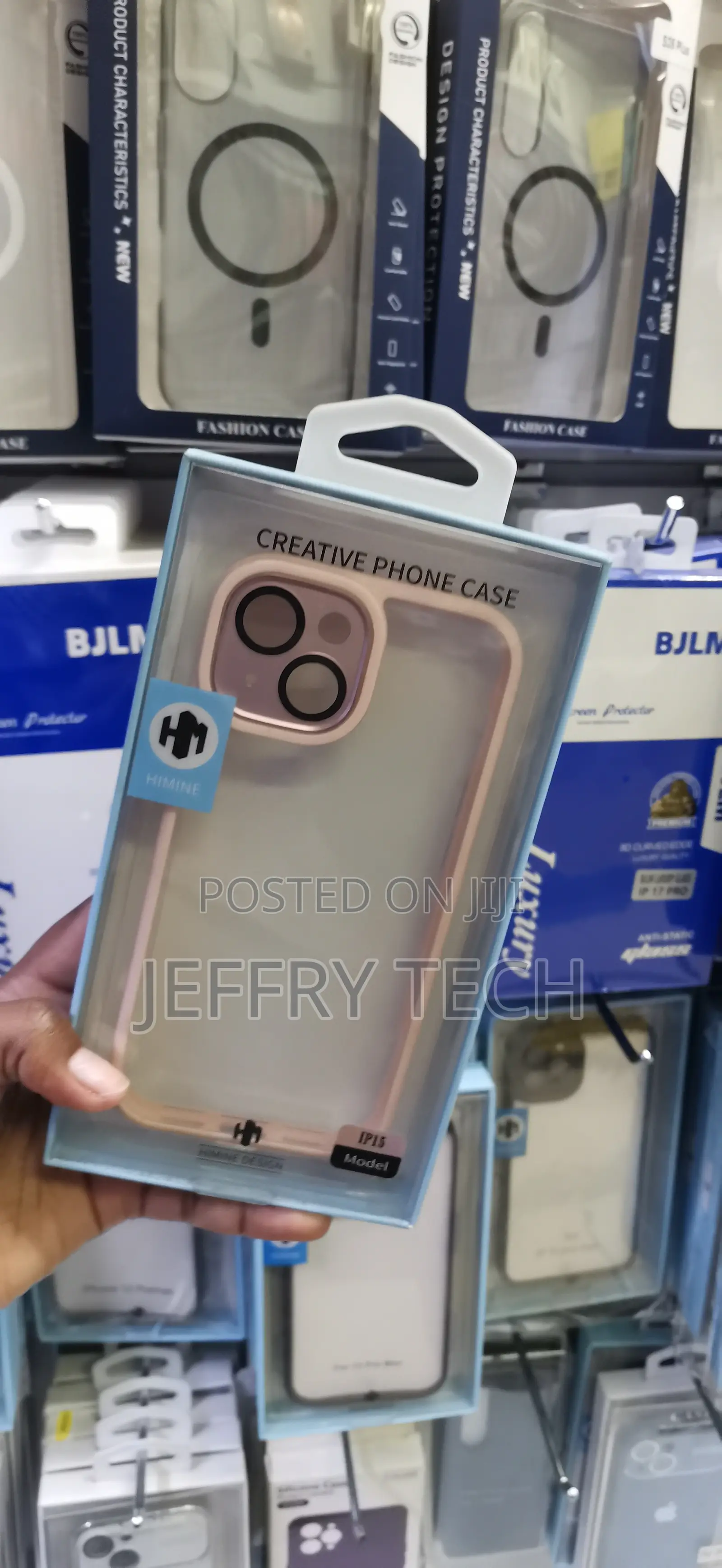 iPhone 15 in Pink Sechi Border Frame Edge Clear Case