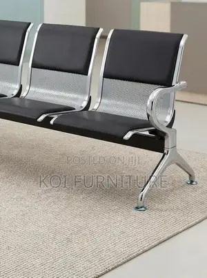 Office Benhes; Four Seaters Leather Bench With Metallic Frame