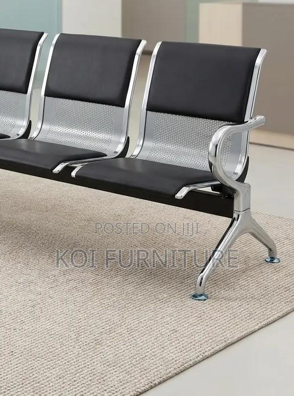 Office Benhes; Four Seaters Leather Bench With Metallic Frame - thumbnail 5