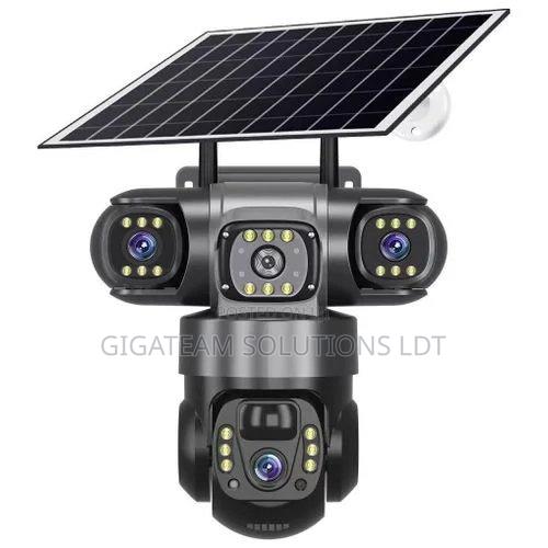 4g Triple Lens Solar CCTV Camera 360 Degrees 12mp Full Hd