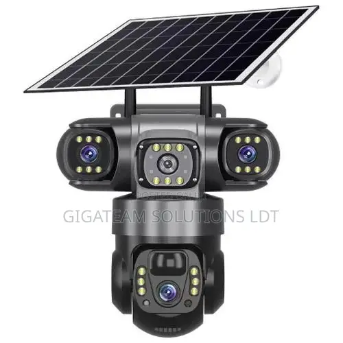 4g Triple Lens Solar CCTV Camera 360 Degrees 12mp Full Hd