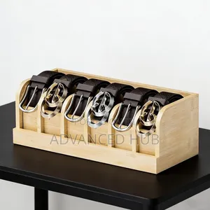 6 Slots Premium Bamboo Belt Organizer
