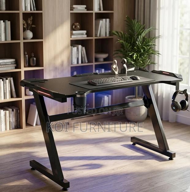 Office Desk; Computer Gaming Desk With Led Lights