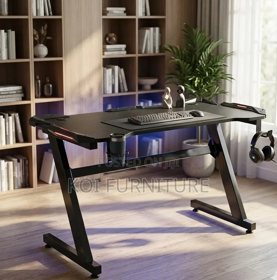 Office Desk; Computer Gaming Desk With Led Lights