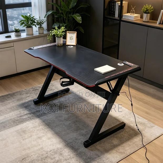 Office Desk; Computer Gaming Desk With Led Lights - thumbnail 7