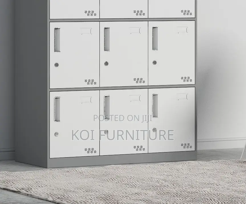 Office Cabinet; 15 Lockers Drawers Grey White Steel Doucuments Cabinet