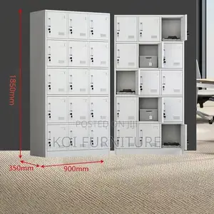 Office Cabinet; 15 Lockers Drawers Grey White Steel Doucuments Cabinet