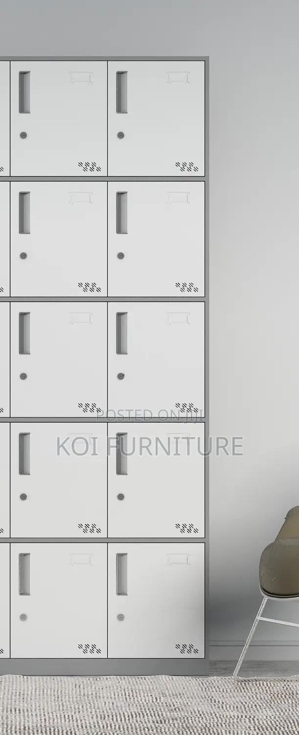 Office Cabinet; 15 Lockers Drawers Grey White Steel Doucuments Cabinet