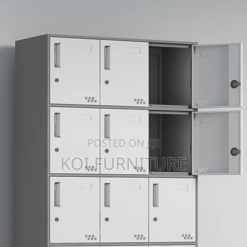 Office Cabinet; 15 Lockers Drawers Grey White Steel Doucuments Cabinet