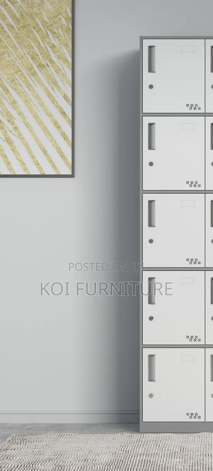 Office Cabinet; 15 Lockers Drawers Grey White Steel Doucuments Cabinet