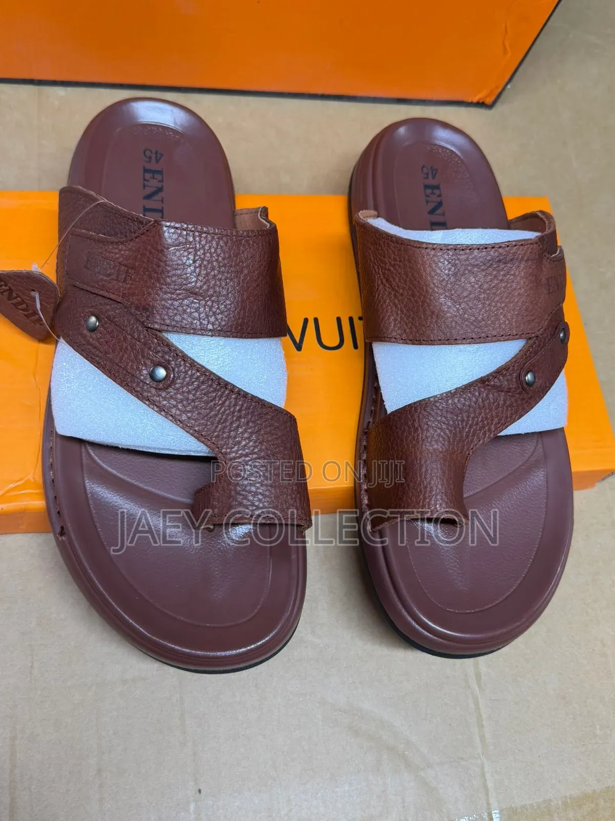 Endie Brand Leather Strap Sandals.