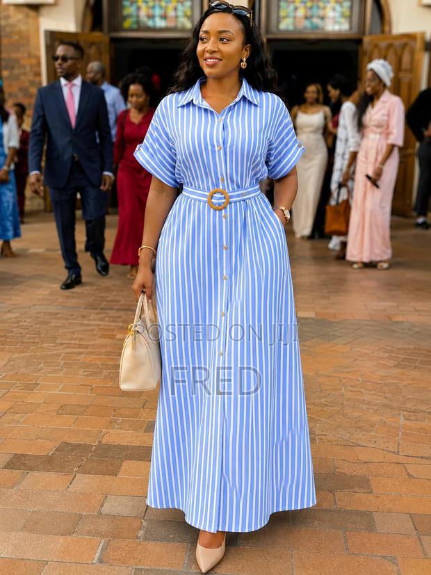 Stripped Maxi Shirt Dress
