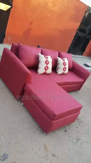 5 Seater Stylish L-Shaped Sectional Sofa – Deep Red