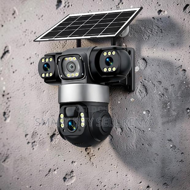 V380 Pro Mobile App Control 4g PTZ Three Lens Solar Camera