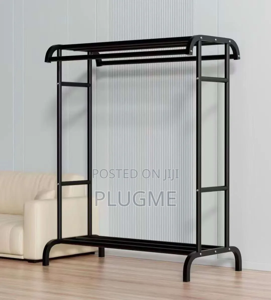 Clothes Rack Indoor Balcony Drying Hanger With Top Lower Shelf