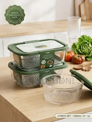 2pcs Large Capacity (1200ml ) Food Storage Glass Containers