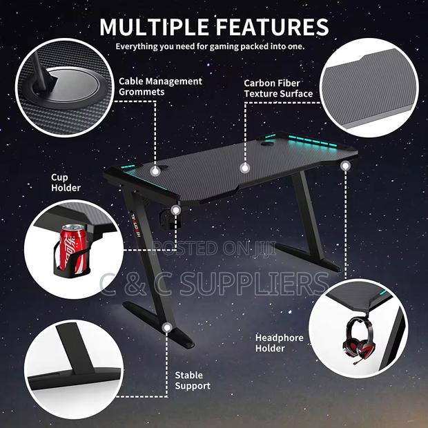 Gaming Desk With Led Lights - thumbnail 4