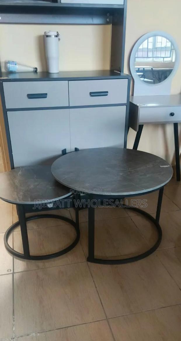 Grey Nesting Coffee Table Marble Effect (Mdf)