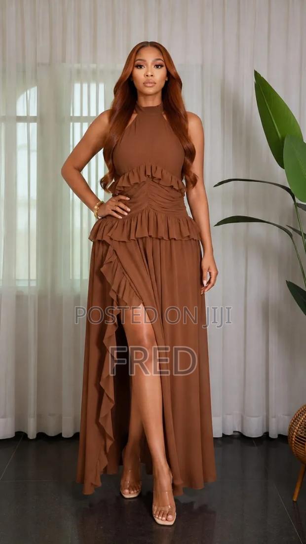 Ruched Ruffle Maxi Dress - thumbnail 4