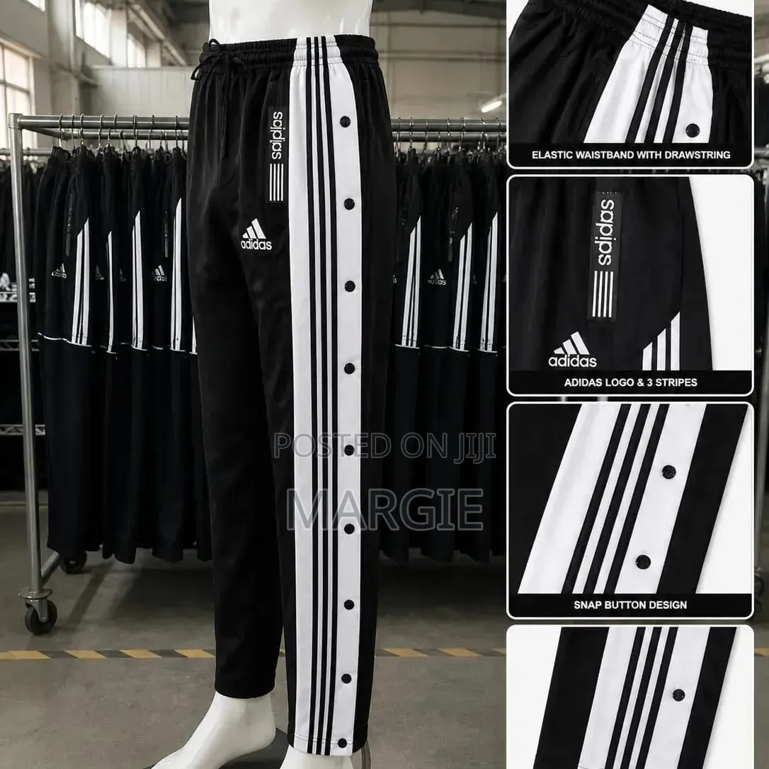 Adiddas Black Whitebutton Up Track Trouser