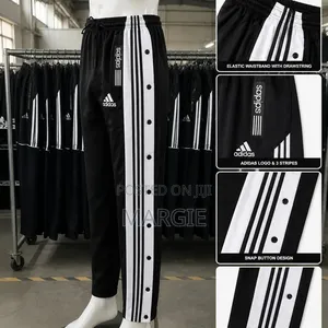 Adiddas Black Whitebutton Up Track Trouser