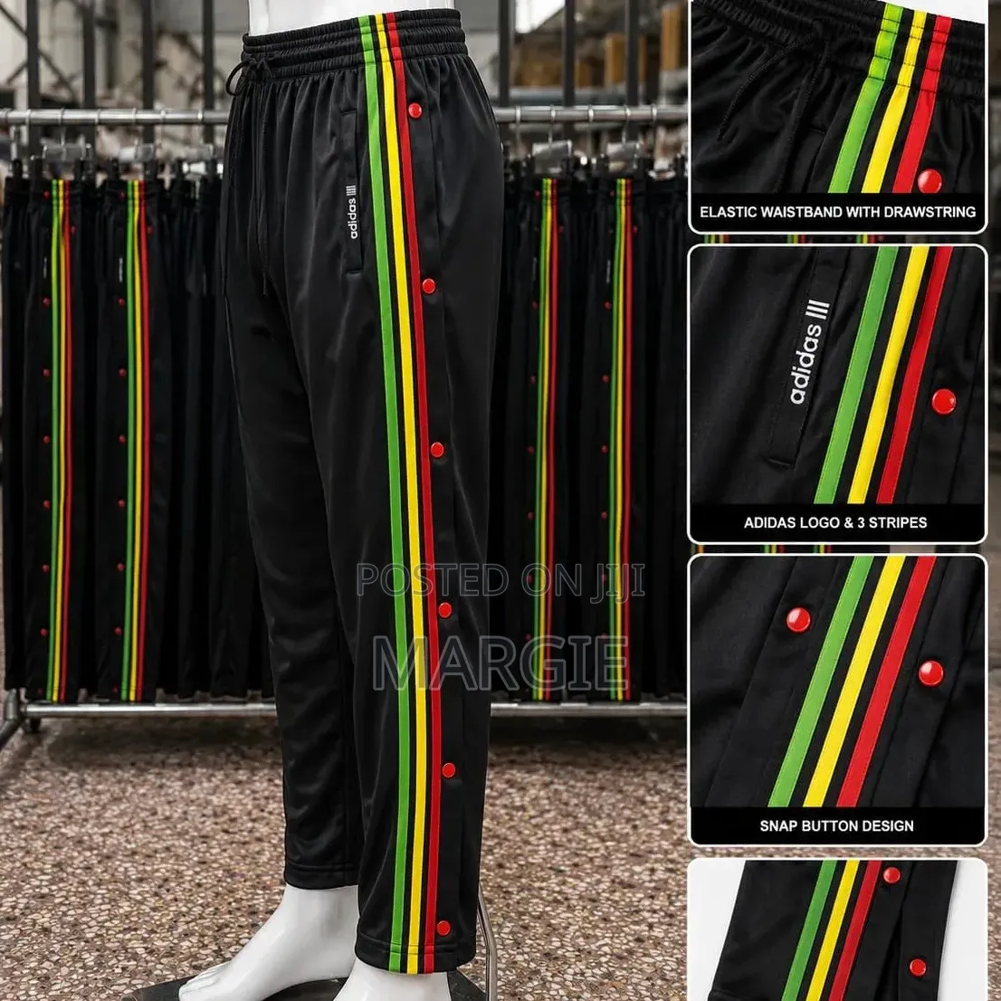 Jamaica Rasta Colours Button Up Addidas Track