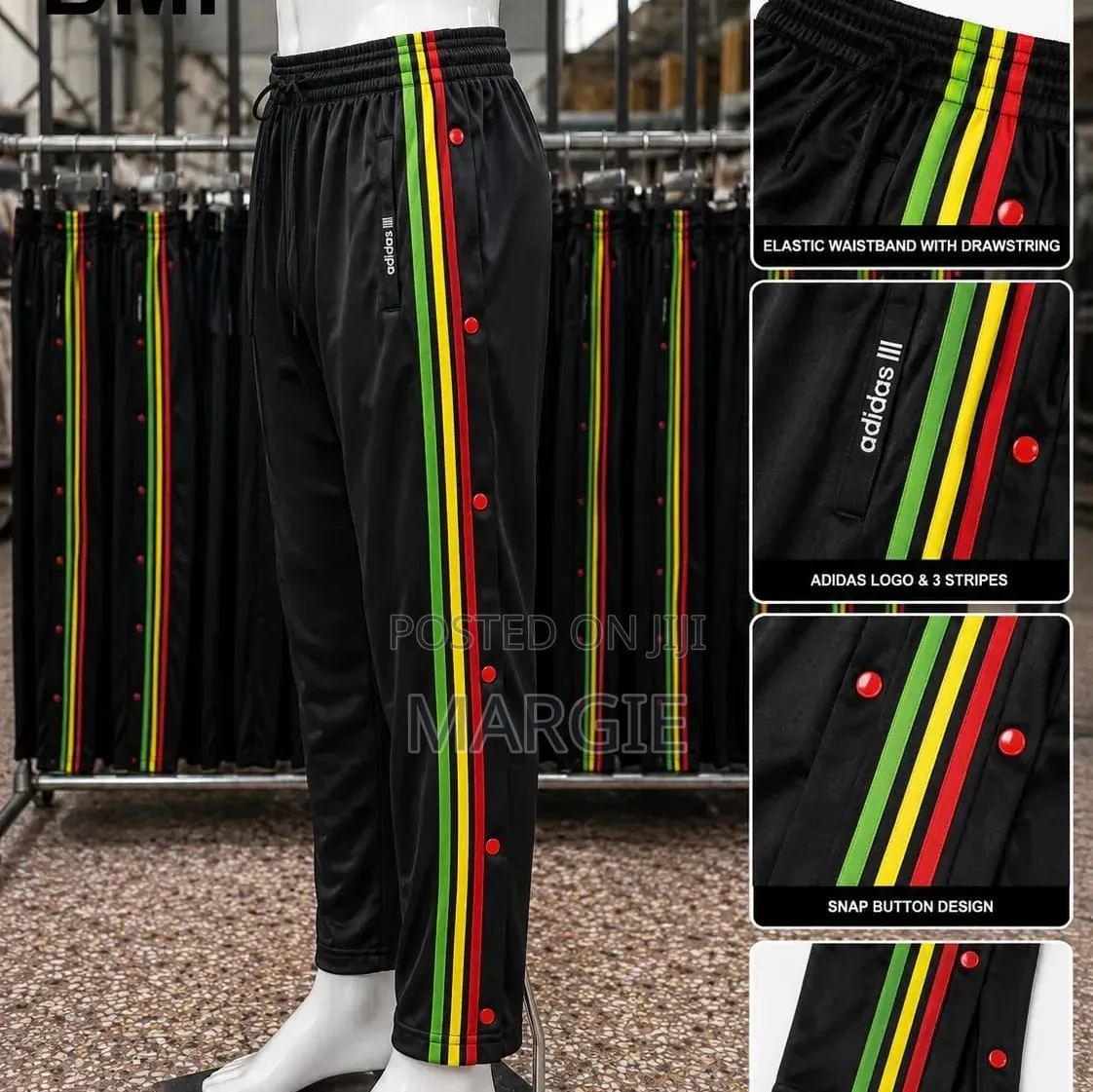 Jamaica Rasta Colours Button Up Addidas Track