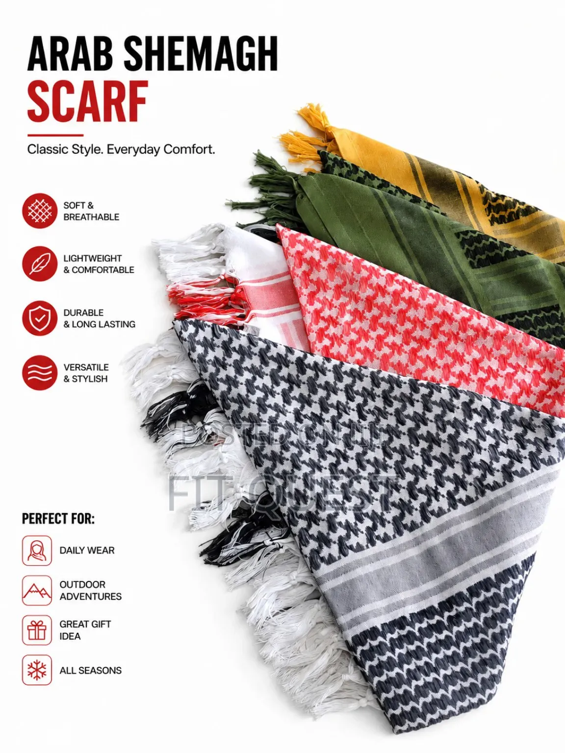 Arab Shemagh Keffiyeh Scarf Breathable Tactical Desert Head Wrap