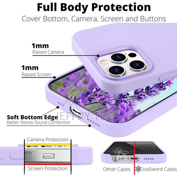 Soft Flexible Silicone Case for Apple iPhone 13 Pro, (Purple) - thumbnail 2